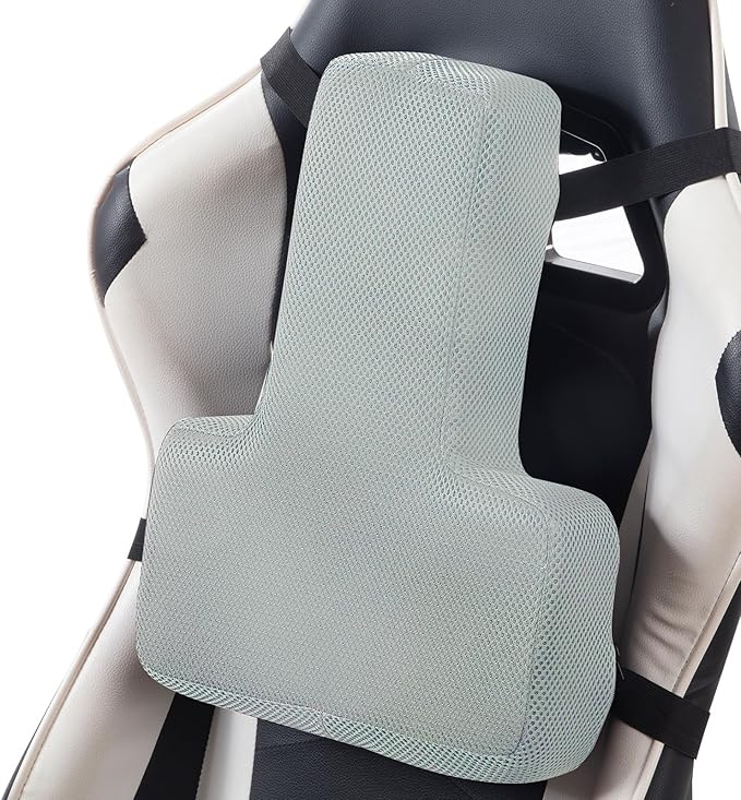 HOMBYS Lumbar Support Pillow for Office Chair-Seat Cushion for Back Support, Improved Sitting Posture and Upper/Lower Back Pain Relief for Desk Chairs, Car Seats and Airplanes (Light Grey, 16"x12"x3")