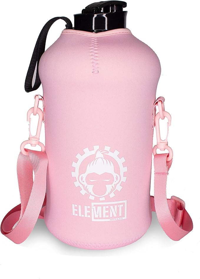 2.2 Liter Pink Water Bottle with Sleeve – BPA Free Large Water Bottle (72 Ounce) Big Sports Bottle Jug with Handle and sleeve, Black