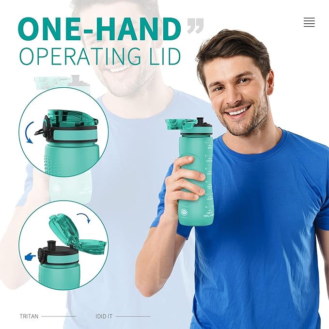 25oz Kids Sports Water Bottles for School with Spout Lid (Green)