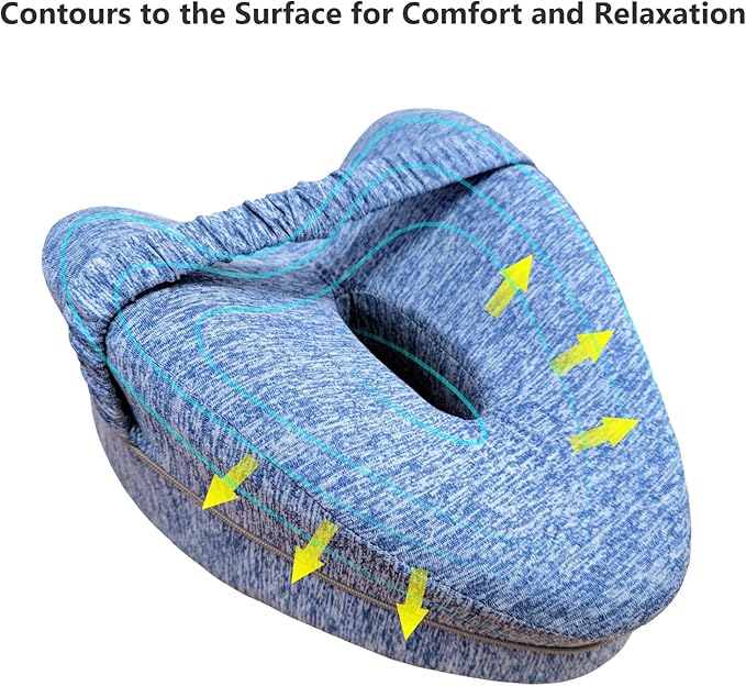 Leg & Knee Memory Foam Support Pillow for Side Sleepers,Soothing Relief for Sciatica Relieves Hip Back Pain,Removable and Washable (Blue)