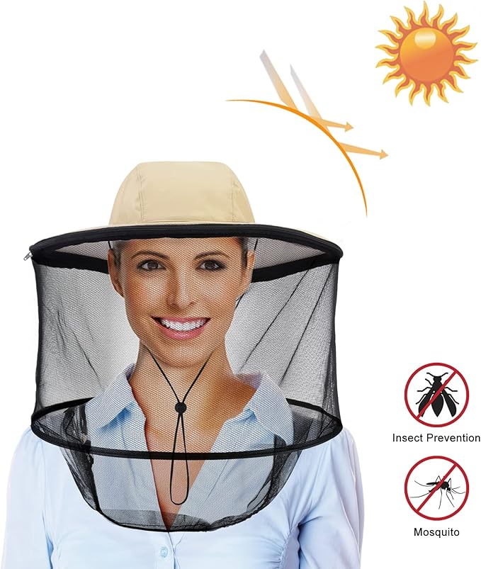 Head Net with Removable Mesh Hidden Netting, Design for Outdoor Fishing Gardening