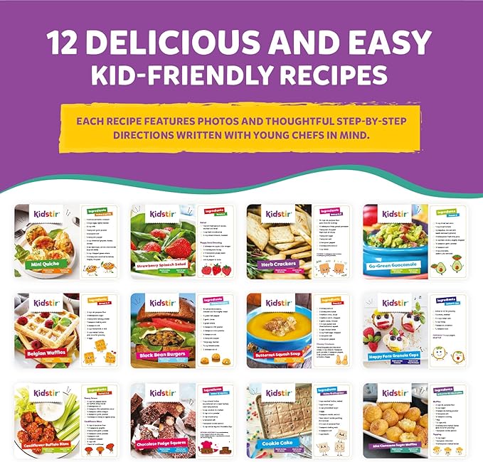 KIDSTIR Kids Cooking Sets Kids Baking Set 34 Piece Real Cooking Set for Kids with Organizer Carrying Case, Kids Cooking Utensils for Girls and Boys Kid Cooking Gift Set and Baking Set for Kids