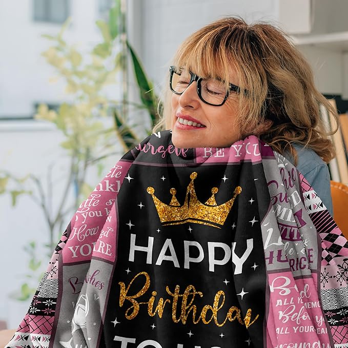 Birthday Gifts for Women/Girls/Her, Happy Birthday Decorations Blanket 60"X80", Gifts for Women Birthday Unique, Birthday Gifts for Mom/Daughter/Friend/Sisters, Women Birthday Gift Ideas