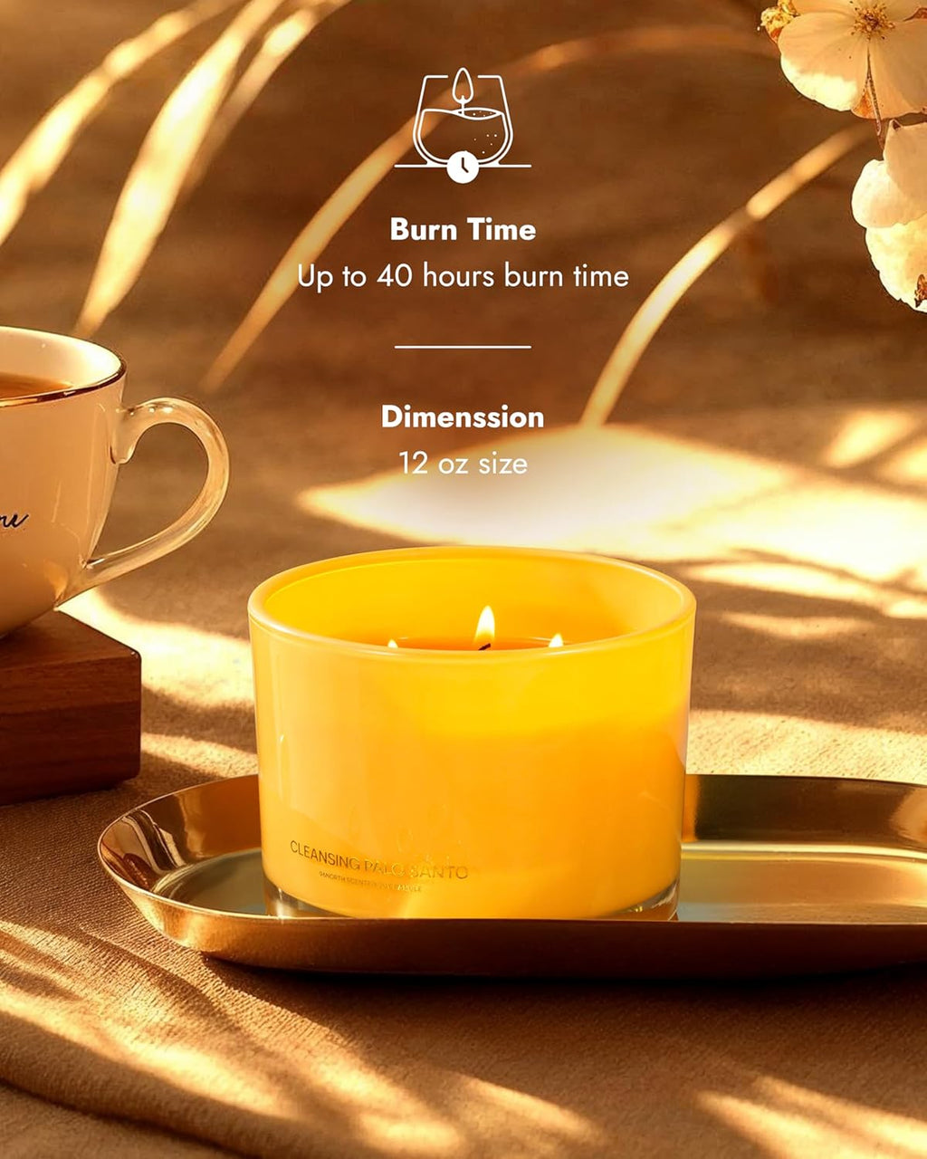 96NORTH Luxury Palo Santo Candle | Large 3 Wick Jar Candle | Up to 50 Hours Burning Time | 100% Natural Soy Wax | Relaxing Aromatherapy Aesthetic Candles | Housewarming Gift for Men and Women