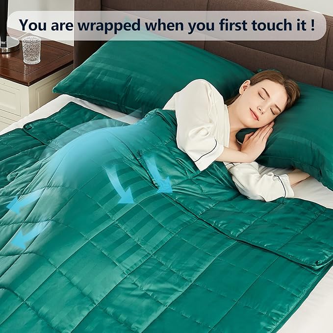 Weighted Blanket(36"x48" 3lbs) Weighted Blanket Cooling Blanket for Sleeping,Throw Size Breathable Blanket with Premium Glass Bead(Dark Green)