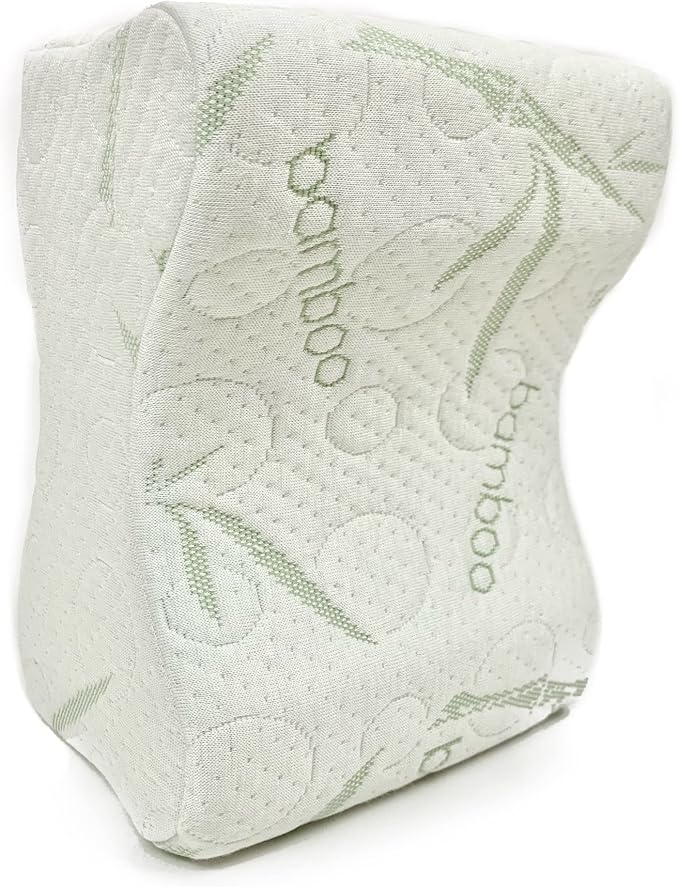 Sacred Thread Memory Foam Knee Pillow for Side Sleepers, for Knee, Hip, and Back Pain, Cooling Rayon Made from Bamboo Cover, Pillow for Between Legs (White Bone)