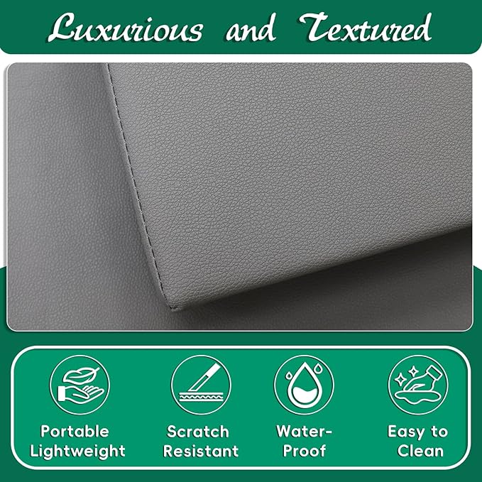 2PCS Neck Pillows for Side Sleepers, Foam Pillows for Sleeping, Head Pillow, Waterproof Faux Leather, Easy to Clean 18x8x3IN / 45x20x8CM (Grey)