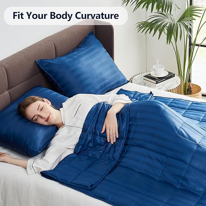 Weighted Blanket(36"x48" 3lbs) Weighted Blanket Cooling Blanket for Sleeping,Throw Size Breathable Blanket with Premium Glass Bead(Navy Blue)