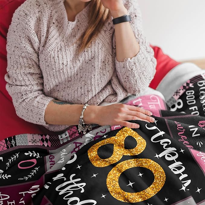80th Birthday Gifts For Women, 80th Birthday Gift Blanket 50"X60", Best Gifts For 80 Year Old, 80th Birthday Decorations, 80 Year Old Birthday Gifts For Women, Birthday Gifts For 80 Year Old