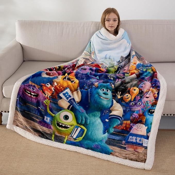 COSUSKET Throw Blanket, Kids Sulley Sullivan Sherpa Super Soft Fuzzy Plush Blanket Mike Wazowski 50 x 60 Inches Boys Girls Gifts
