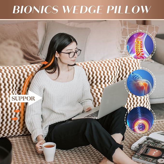 Triangular Wedge Headboard Pillow Large Bolster Bed Rest Reading Pillow Backrest Positioning Support Bolster Cushion with Removable Cover King