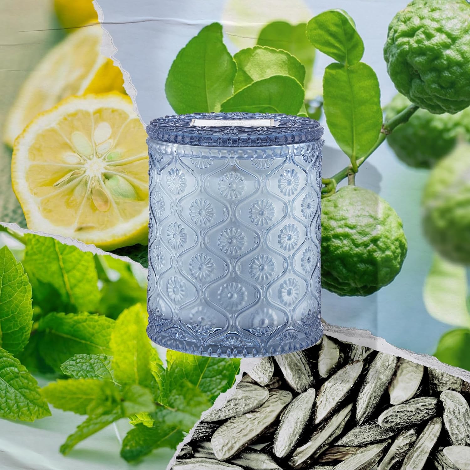 LA JOLIE MUSE Citrus Mint Candle – Yuzu, Mint & Tonka | 6 oz Natural Soy Wax | 40 Hours Clean Burn | Gift-Ready for Hosts | Fresh Citrus Candle | Elegant Home Décor