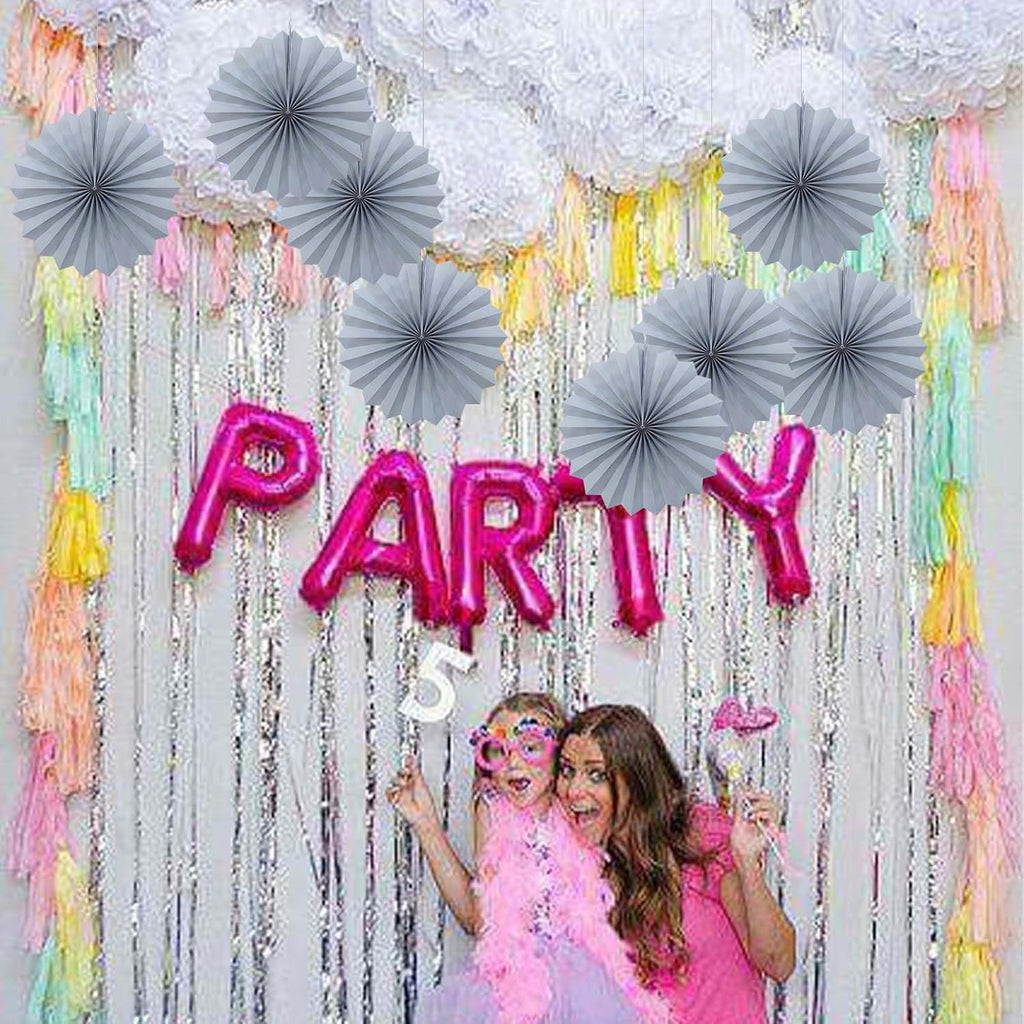 Gray Party Decorations,Wedding Decorations for Party Events Accessories,Anniversary Decorations,Birthday Decorations for Men,12in Hanging Paper Fans 30 Color DIY Set(Gray)