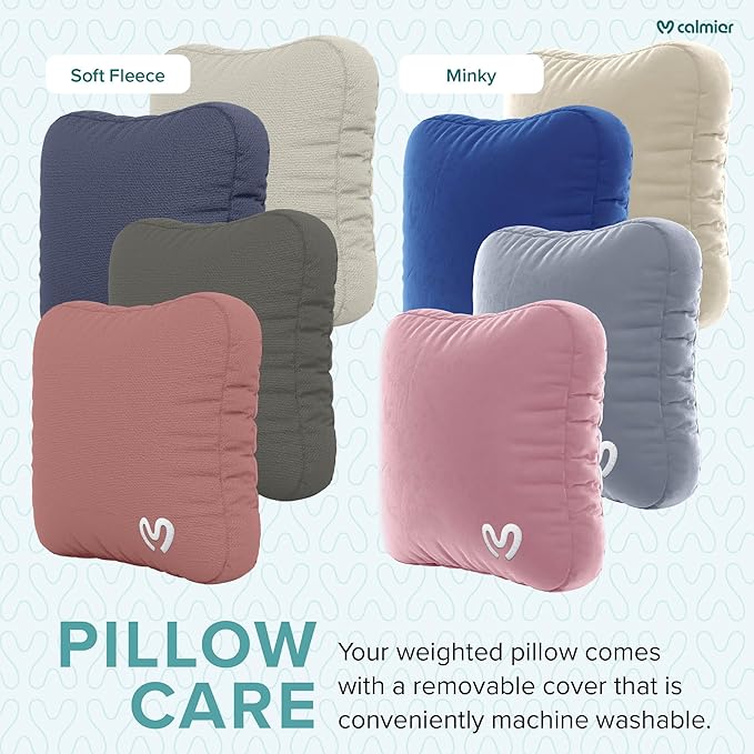 Calmier - 12 lb Sensory Weighted Pillow - Glass Bead Filled Hug Pillow - Ultra Plush Cozy Weighted Pillows for Adults and Kids - Child Sensory Pillow - Weighted Lap Pad (Tan - Minky, 12 LBS)