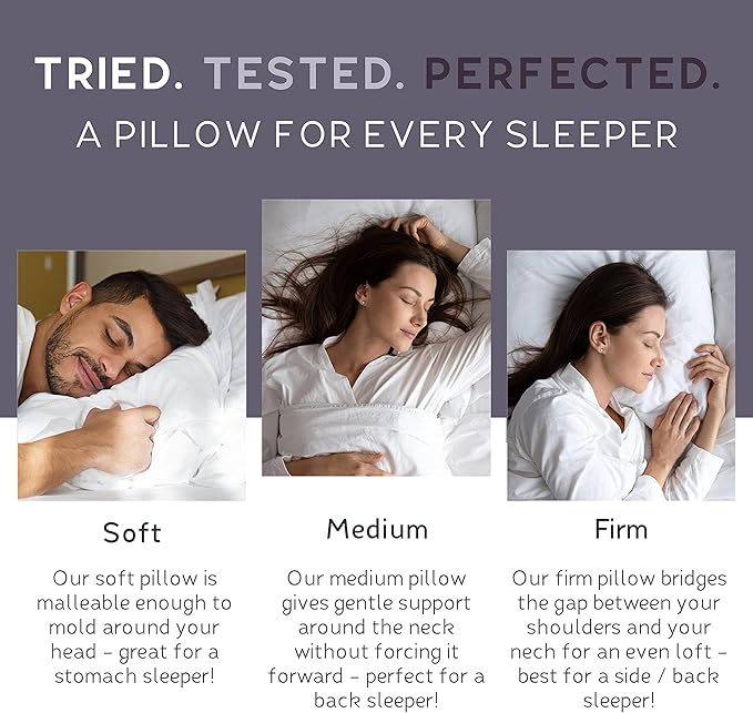 Lincove 100% European Down Venus Pillow – German Down 600 Fill Power, 400 Thread Count Shell, Made in Canada, | Luxe Collection, 20"x20"