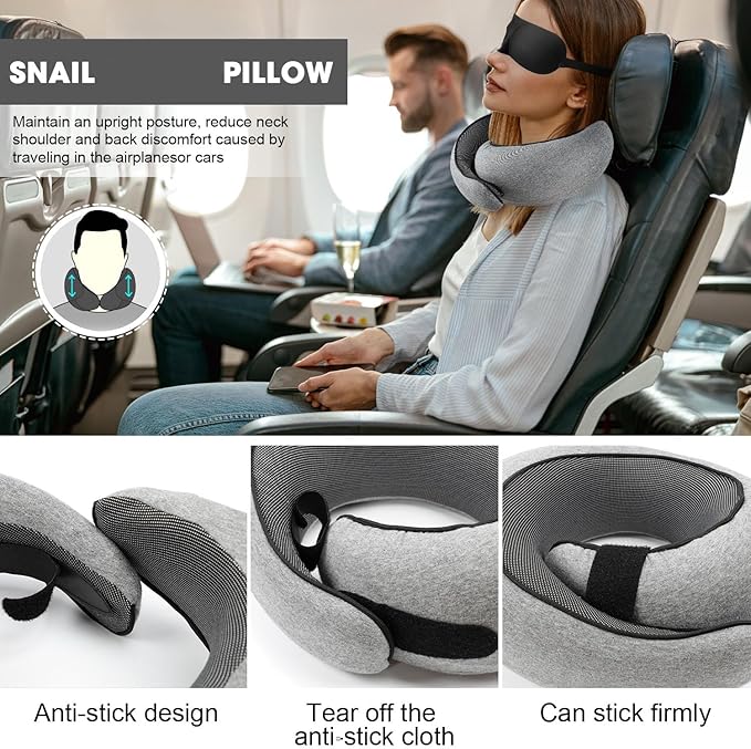 Neck Pillow Airplane, Traveling Pillows for Airplanes, Memory Foam Neck Pillow, Stowable U-Shaped Pillow
