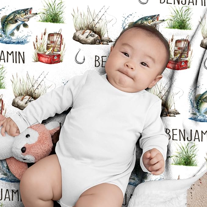 Custom Fishing Blankets and Throws,Fishing Gifts, Gifts for Fisherman,Custom Fish Blankets Fishing Gift for Man, Fish Hunter Gifts Throw Blanket, Fathers Day Fishing Gifts for Men,Baby Size-30"x40"