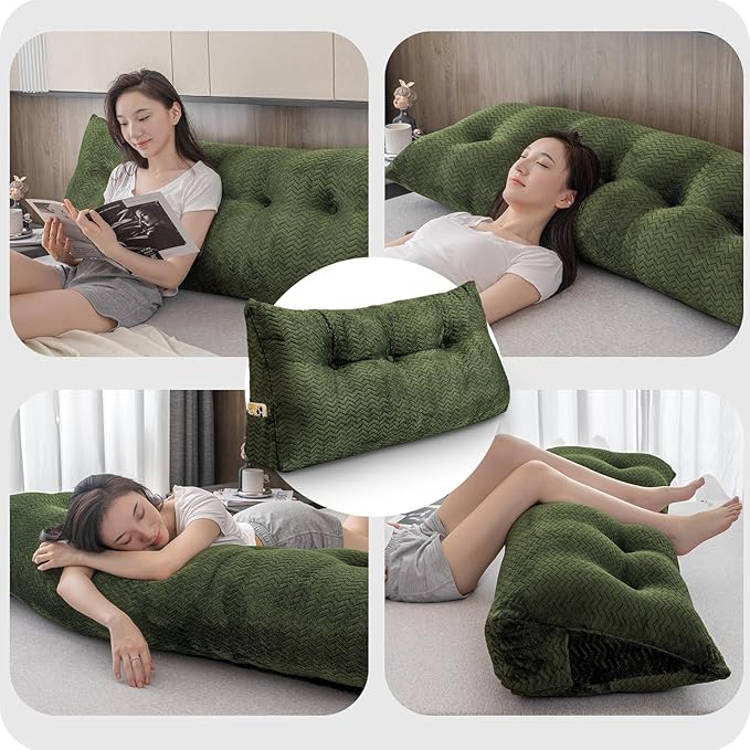 Large Bolster Triangular Headboard Wedge Backrest Positioning Support Bed Rest Reading Pillows Headboard Wedge Pillows for Day Bed Bunk Bed with Removable Cover