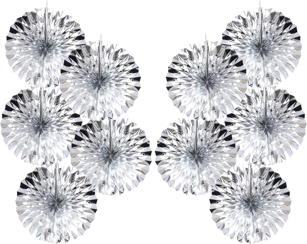 Silver Birthday Decorations,DIY Silver Paper Fans Hanging Decoration ,DecoracióN De CumpleañOs para Hombre,Wedding Decorations for Party 8in,Birthday Decorations for Men 30 Color DIY Set (Silver)