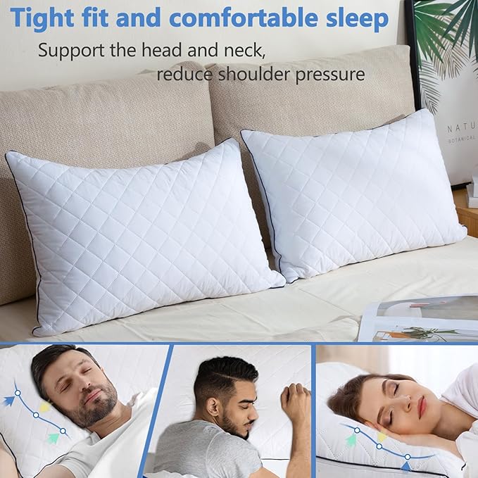 AS AWESLING Soft Pillows for Sleeping - Shredded Memory Foam Bed Pillows Set of 2 for Side Back Stomach Sleepers (Queen(20 * 30 inches))