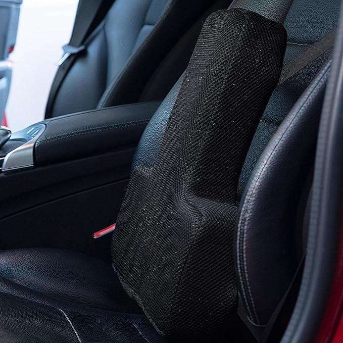 HOMBYS Lumbar Support Pillow for Office Chair-Seat Cushion for Back Support, Improved Sitting Posture and Upper/Lower Back Pain Relief for Desk Chairs, Car Seats and Airplanes (Black, 16"x12"x2")