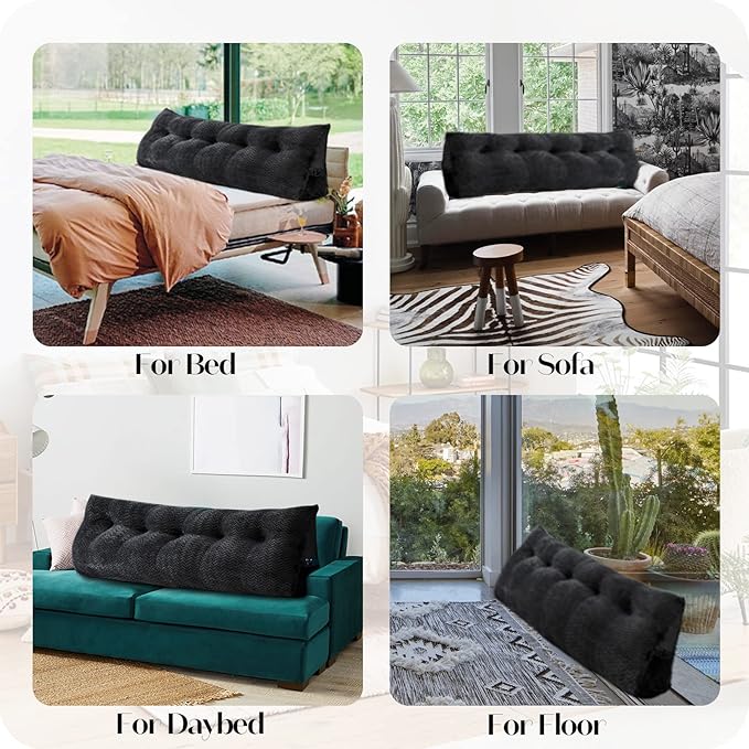 Large Bolster Triangular Headboard Wedge Backrest Positioning Support Bed Rest Reading Pillows Headboard Wedge Pillows for Day Bed Bunk Bed with Removable Cover,Queen (59x8x20 Inches)