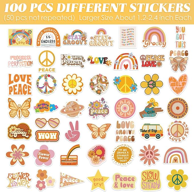 20 Pcs 32 oz Ice Cream Buckets with Lids and Handles Clear Cocktail Rum Buckets Reusable Food Containers with 100 Pcs Boho Stickers 24 Pcs Boho Flower Straws for Party Supplies