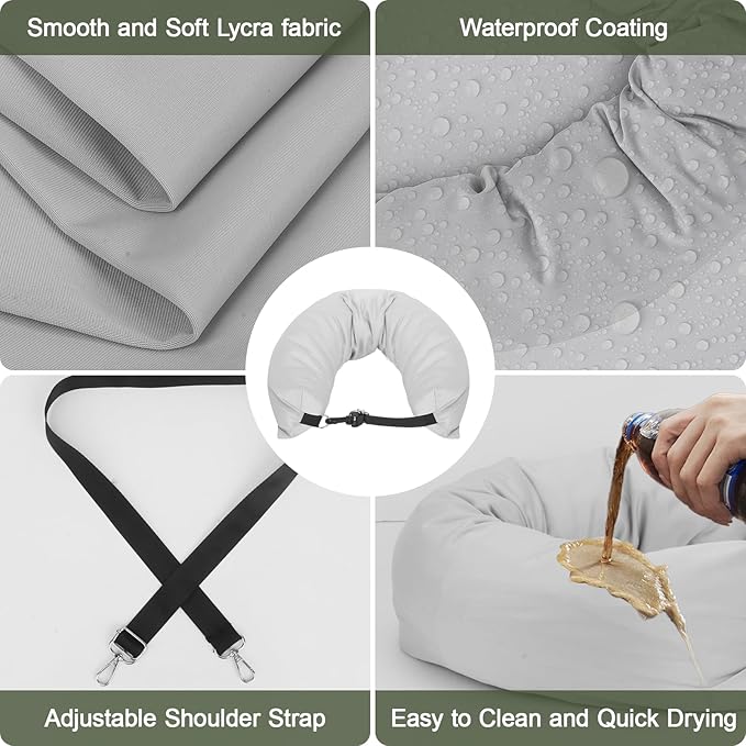 Stuffable Neck Pillow for Travel - Waterproof Travel Neck Pillow Case Cover, Adjustable Stuffable Travel Pillow Storage Bag, Fits Up to 3 Days of Travel Essentials, Transformable Luggage Pillowcase