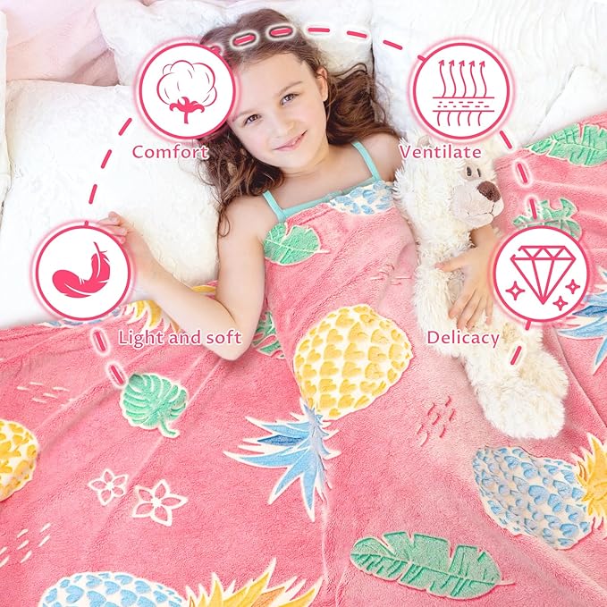 Pineapple Gifts Toys for Kids Boys Baby- Glow in The Dark Blanket Pineapple Presents for Birthday Decor Age 12 3 4 5 6 7 8 9 10 Years Old Toddler