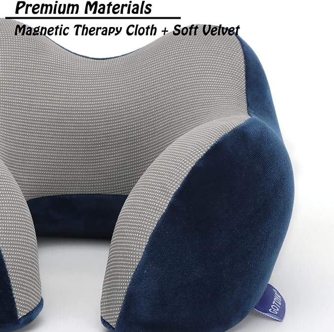 GOTDYA Travel Pillow,Travel Neck Pillows for Sleeping,100% Pure Memory Foam Soft Comfort & Support Pillow for Airplane/Car/Office&Home Rest Use-Blue