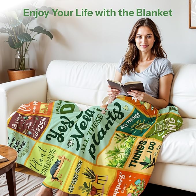 Plant Lover Gifts for Women, Gardening Gifts for Women, Plant Gifts Blanket, Gifts for Gardeners Woman, Blanket for Plant Lover Mom Aunt Grandma Daughter Mothers Day Christmas 50x60 Inch