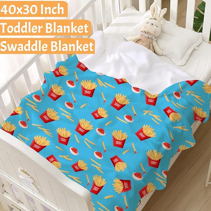 Funny Food French Fries Throw Blanket, Flannel Lightweight Plush Blanket Gift for Girl Boys,Quilt Ultra-soft Throw Fuzzy Blankets for bed Couch Sofa 50"x40" for Kids