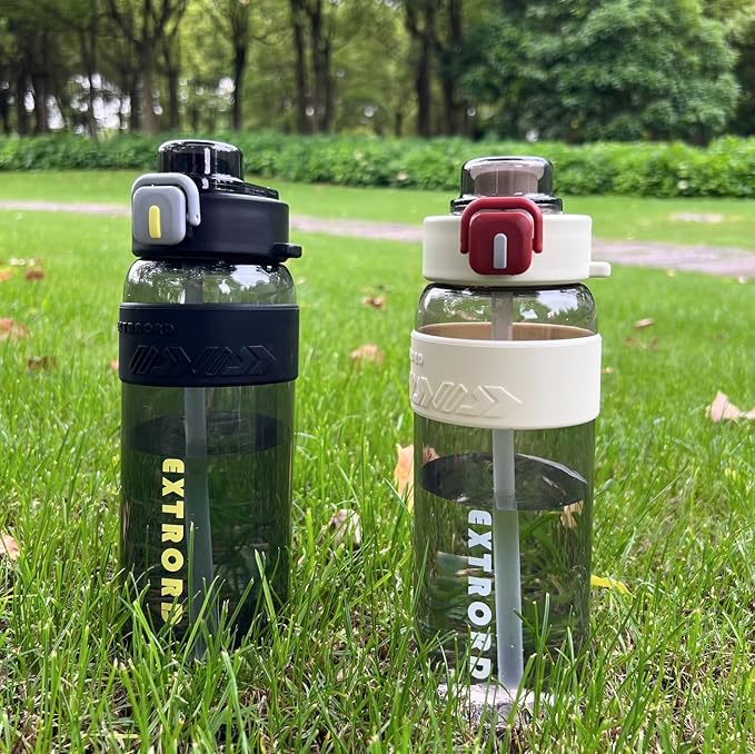 27oz Leak-Proof Water Bottle with Flip Top, 800ml BPA Free Reusable Plastic Drinking Bottle for Gym & Outdoor (Black)