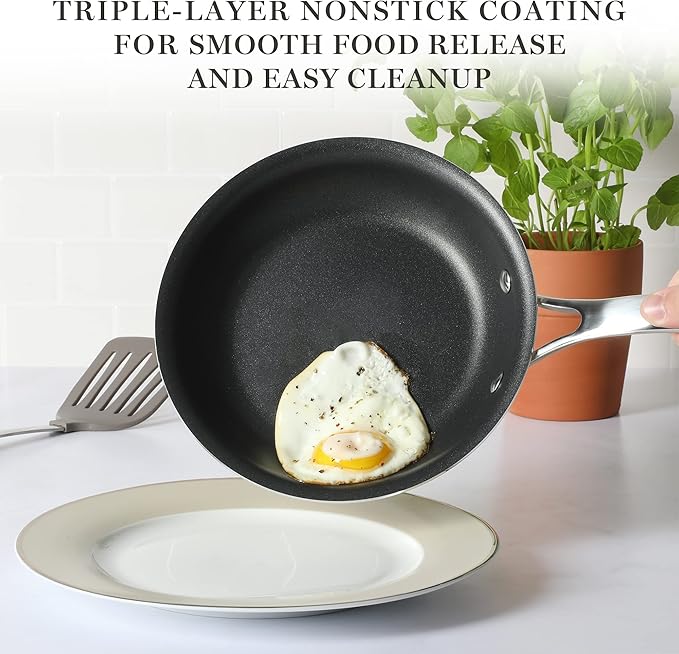 MARTHA STEWART Lockton 2 Piece 10" & 12" Heavy Gauge Aluminum Premium Nonstick Fry Pan Set - Martha Blue, Fry Pan Set (10" & 12")