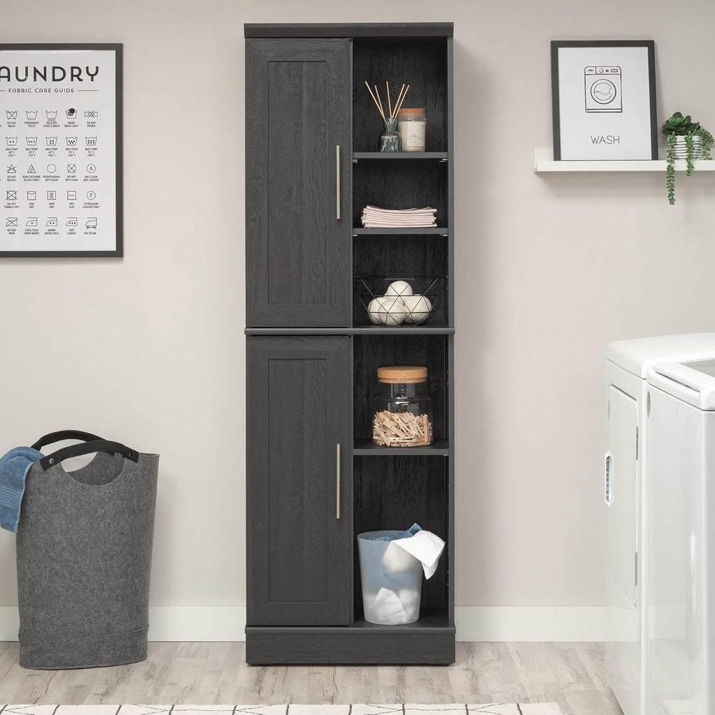Sauder HomePlus Multi-Room Storage Cabinet with Adjustable Shelves and Door Positioning, Kitchen Laundry Bathroom Pantry Storage Cabinet, in Raven Oak Finish