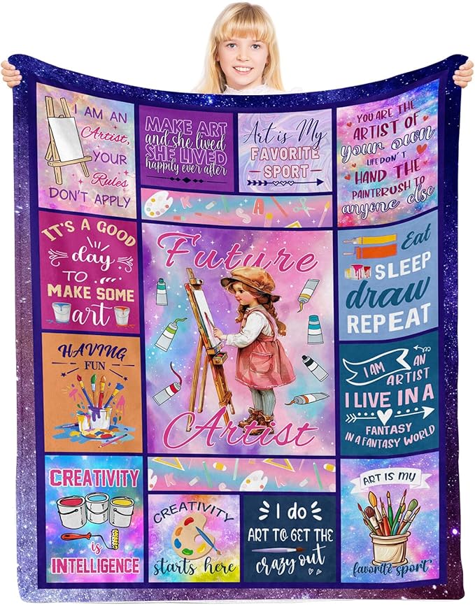Gifts for Artists, Art Teacher Gifts, Artist Blanket, Art Gifts for Women, Birthday Gift for Art Lovers, Gifts for Artists Women, Painting Blanket on Christmas Birthday 40x50 in