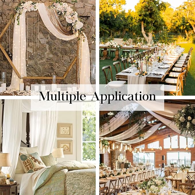 Fragrantex White Sheer Canopy Bed Curtain Scarf Chiffon Fabric for Draping Extra Long Window Scarf Valance for Living Room Outdoor Wedding Party Decor,52" Wx256 L 7 Yards,1 Panel,Soft White