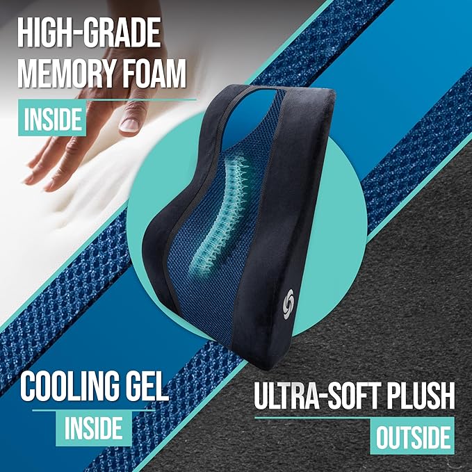 SAMSONITE, Mid-Low Back Support Pillow with Cooling Gel for Office Chair or Car Seat - Boost Your Lower Back Comfort Zone, [HIGH Grade - Memory Foam], Versatile Supportive Lumbar Cushion…