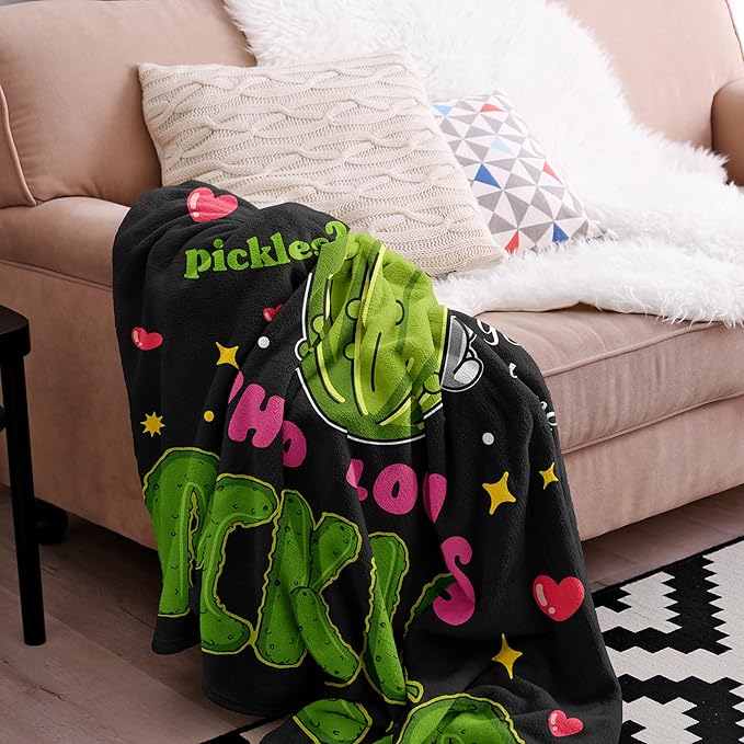 Pickle Gifts Blanket, Pickle Gifts for Pickle Lovers, Funny Pickles Gifts for Kids, Just a Girl Who Loves Pickles Blanket, Best Pickle Gifts Birthday Christmas Ideas Blanket 50"X60"