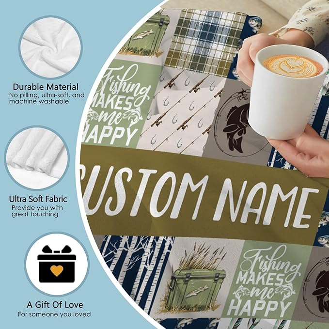 Custom Fishing Blankets and Throws,Fishing Gifts, Gifts for Fisherman,Custom Fish Blankets Fishing Gift for Man, Fish Hunter Gifts Throw Blanket, Fathers Day Fishing Gifts for Men,Baby Size-30"x40"