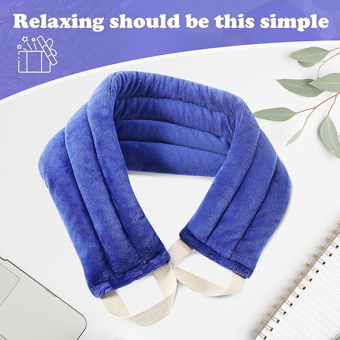Neck Heating Pad Microwavable, Heating & Cool Compress Pad with Flaxseed Seed for Waist, Neck, Shoulder, Back Pain Stress Relief & Comfort, 30 Inches Heated Neck Wrap for Self Care Relaxation