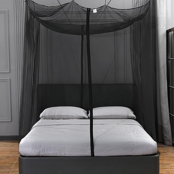 Mengersi Mosquito Net for Bed Canopy with Zipper,Canopy Bed Curtains Twin,Twin XL Bed,Mosquito Netting for Patio,Camping,Bug Net for Camping,Black