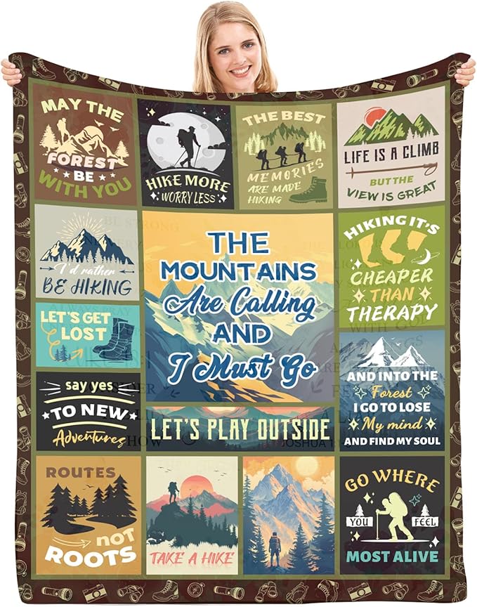 Hiking Gifts for Men, Hiking Gifts, Hiking Gifts for Women, Hiking Lovers Gifts, for Hikers, Hiking Gear for Women, Hiking Blanket for Hiker Outdoor RV Travel 60x80 in