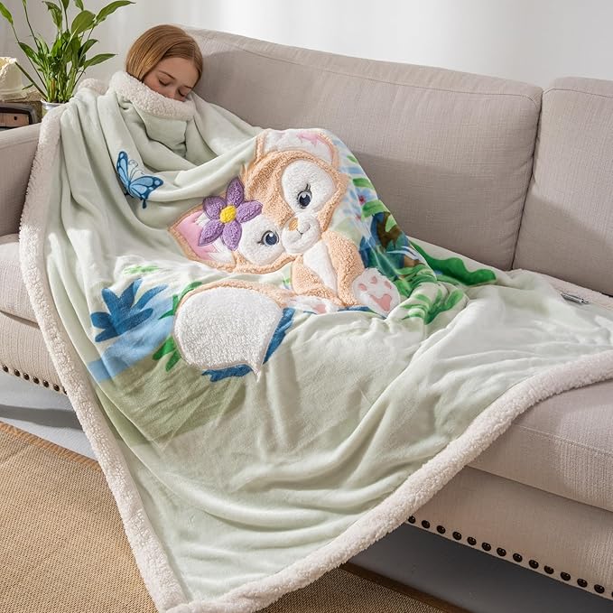 COSUSKET Kids LinaBell Throw Blanket, 3D Cartoon Embroidery Sherpa Blanket Girls Gifts