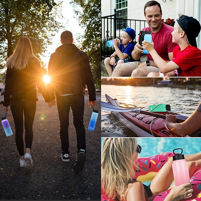 32 OZ Water Bottle, Sports Water Bottle with Straw Lid, Vacuum-Insulated Stainless-Steel, Keep Water Cold/Hot, Double-walled Thermos Metal Water Bottle (Pink, 32 OZ)