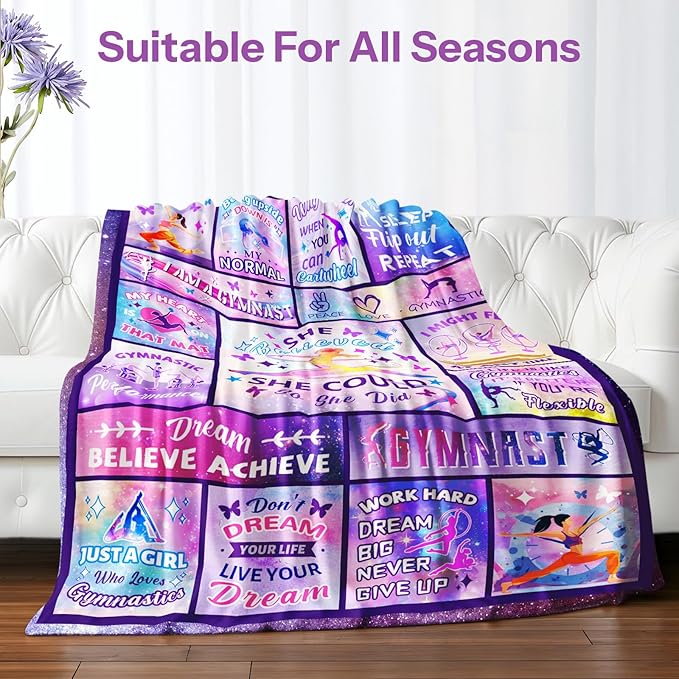 Gymnastics Gifts for Girls, Gymnastics Stuff, Gymnastics Blanket, Gymnastics Gifts, Gymnastics Stuff for Girls, Gymnastics Blankets, Gifts for Gymnasts Girls on Christmas Birthday 40x50 in