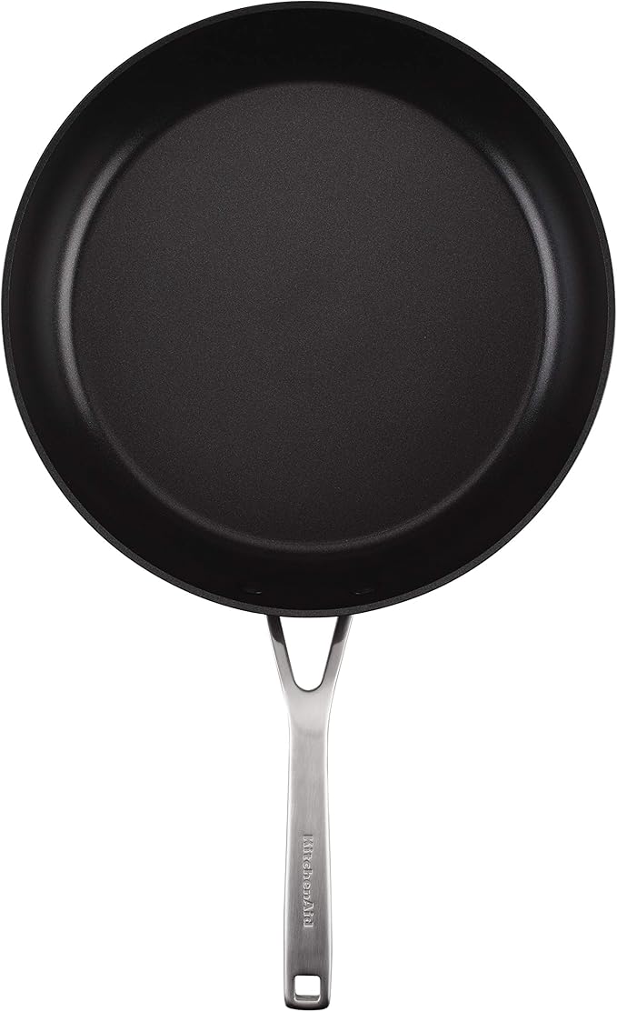 KitchenAid Hard Anodized Induction Nonstick Fry Pan/Skillet with Lid, 12.25 Inch, Matte Black