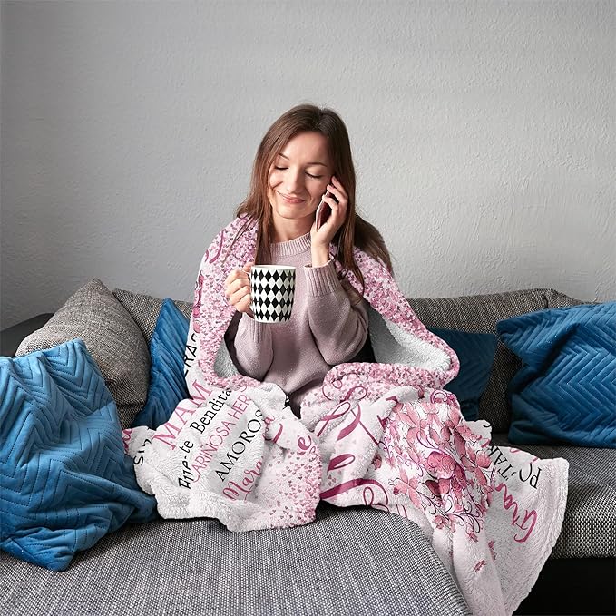 Regalos para Mamá, Mexican Mom Gifts, Regalos para Mama en Español, Gifts for Mom in Spanish, The Best Mom Gifts Blanket 50"x60", Mom Birthday Gifts, Mama Gifts, Mom Gifts from Daughters/Son