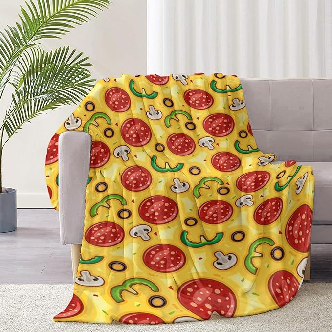 Funny Food Pizza Throw Blanket, Flannel Lightweight Plush Blanket Gift for Girl Boys,Quilt Ultra-soft Throw Fuzzy Blankets for bed Couch Sofa 50"x40" for Kids