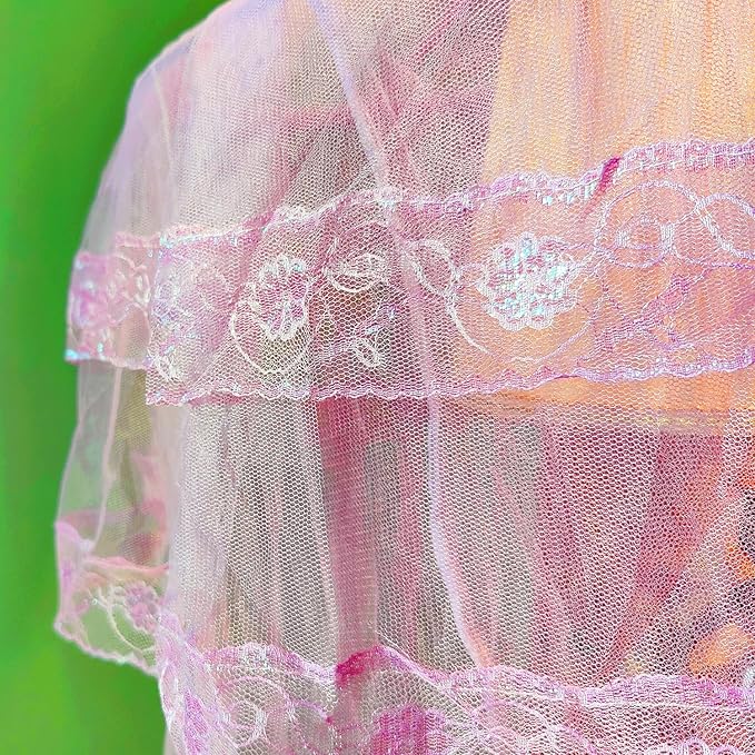 Eimilaly Lace Bed Canopy Mosquito Netting, Princess Bed Canopy for Girls Room Decor, Green/Single Door